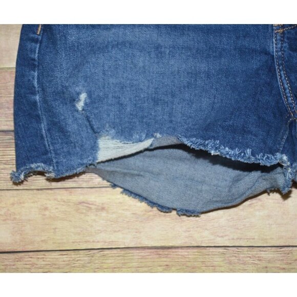 Old Navy Ladies Denim Cut Off Raw Hem Shorts Size 14 American Flag Embroidered - Picture 4 of 9